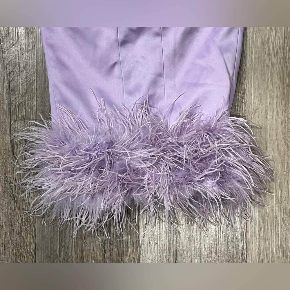 House of CB Lilac Feather-Trim Midi Dress - Picture 9 of 14